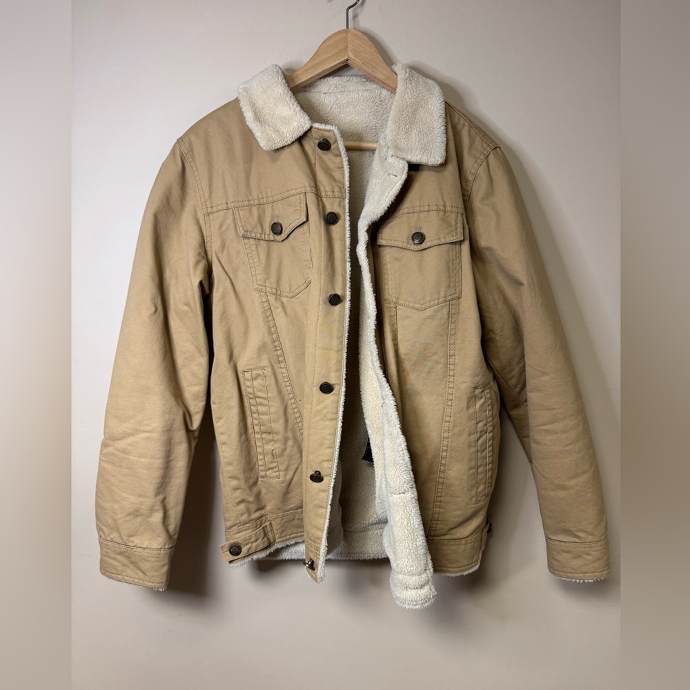 Men's Tan Sherpa-Lined Jacket